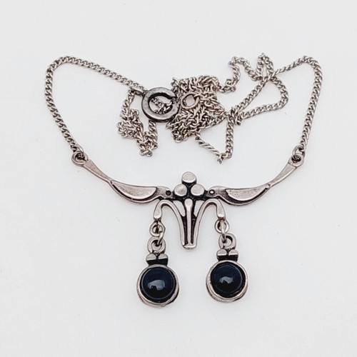 Vintage collier kette onyx 925 - vintage,