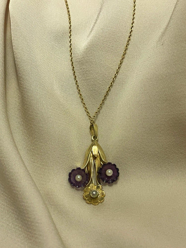 Jugendstil halskette mit - jugendstil,