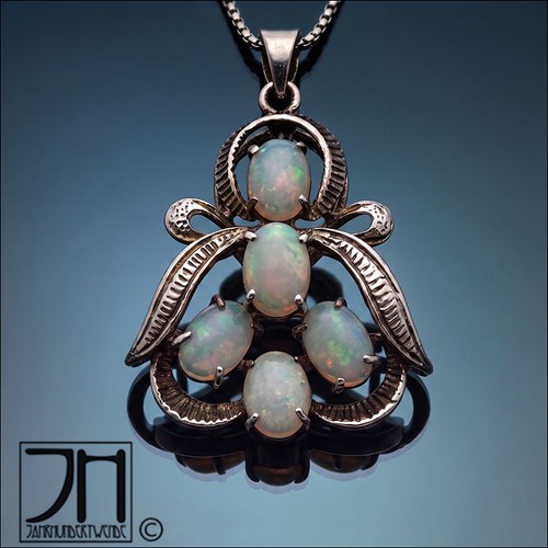Vintage silber opal anhänger - silber,