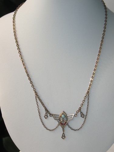 Jugendstil collier kette opal - collier,