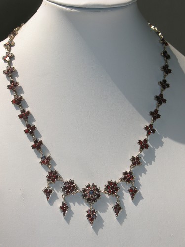 Jugendstil granat collier - granat,